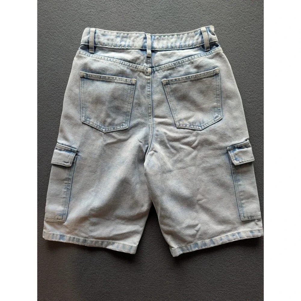 Rise Supply Co Women’s Size 3J Light Wash Denim Cargo Bermuda Shorts Y2K Utility
